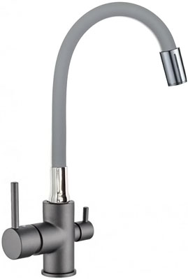 Смеситель для кухни  GOTA ROCIO SPECIAL серый с выходом для питьевой воды гиб. излив 320 мм G351538