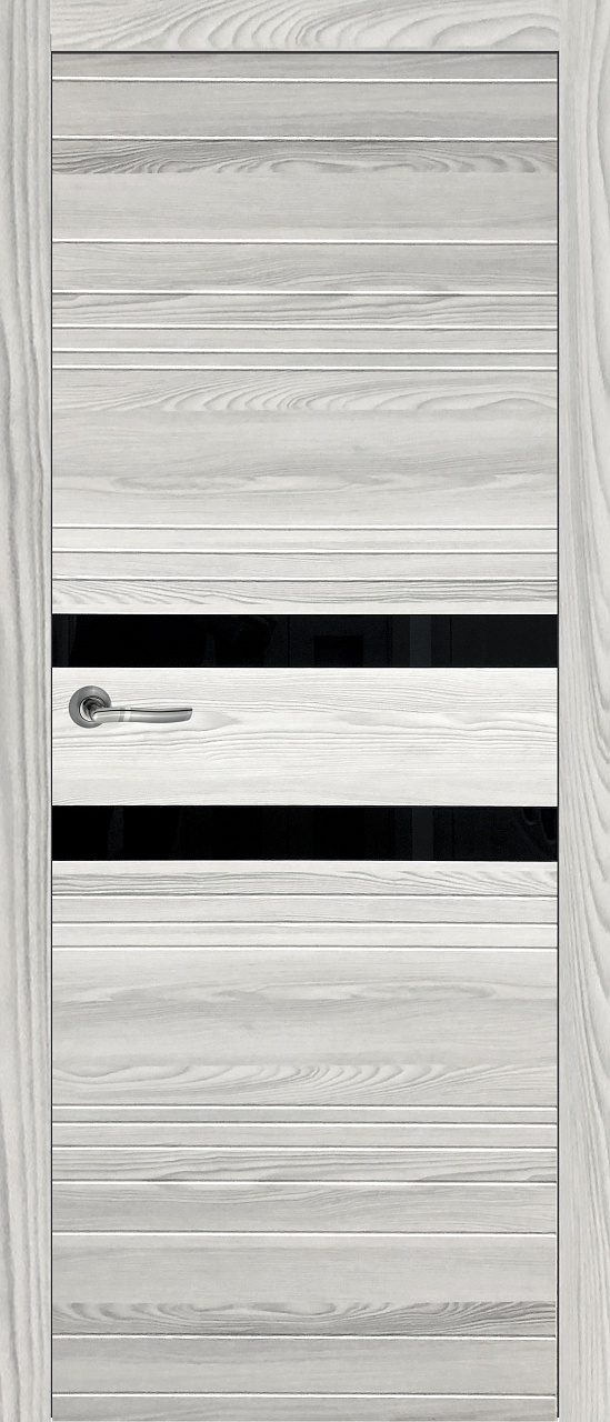 Дверь ДО "Next" Новелла 2 900х2000, Лиственница серая (Лакобель черное), Экошпон